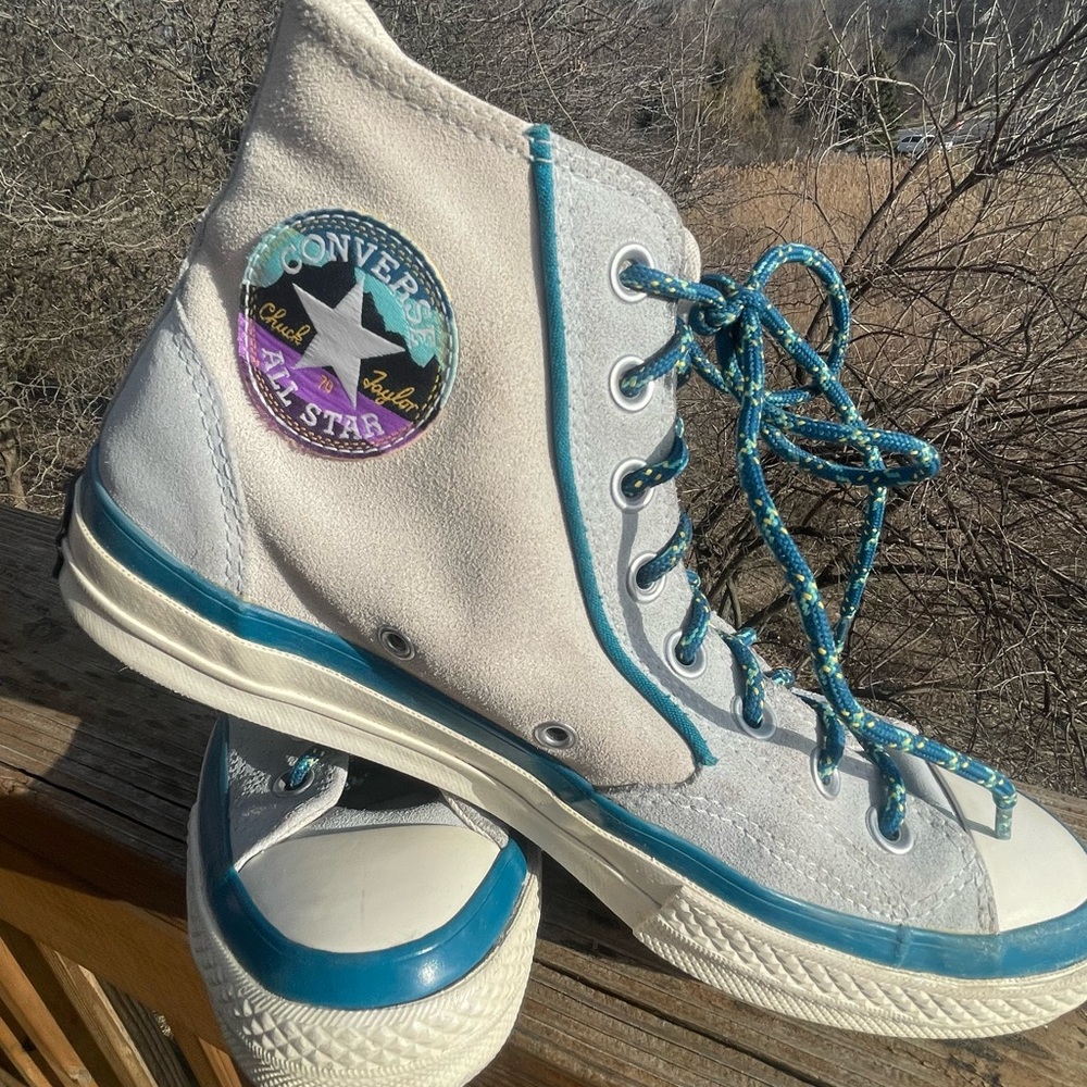 Converse High Top Sneakers - White with Teal Accents